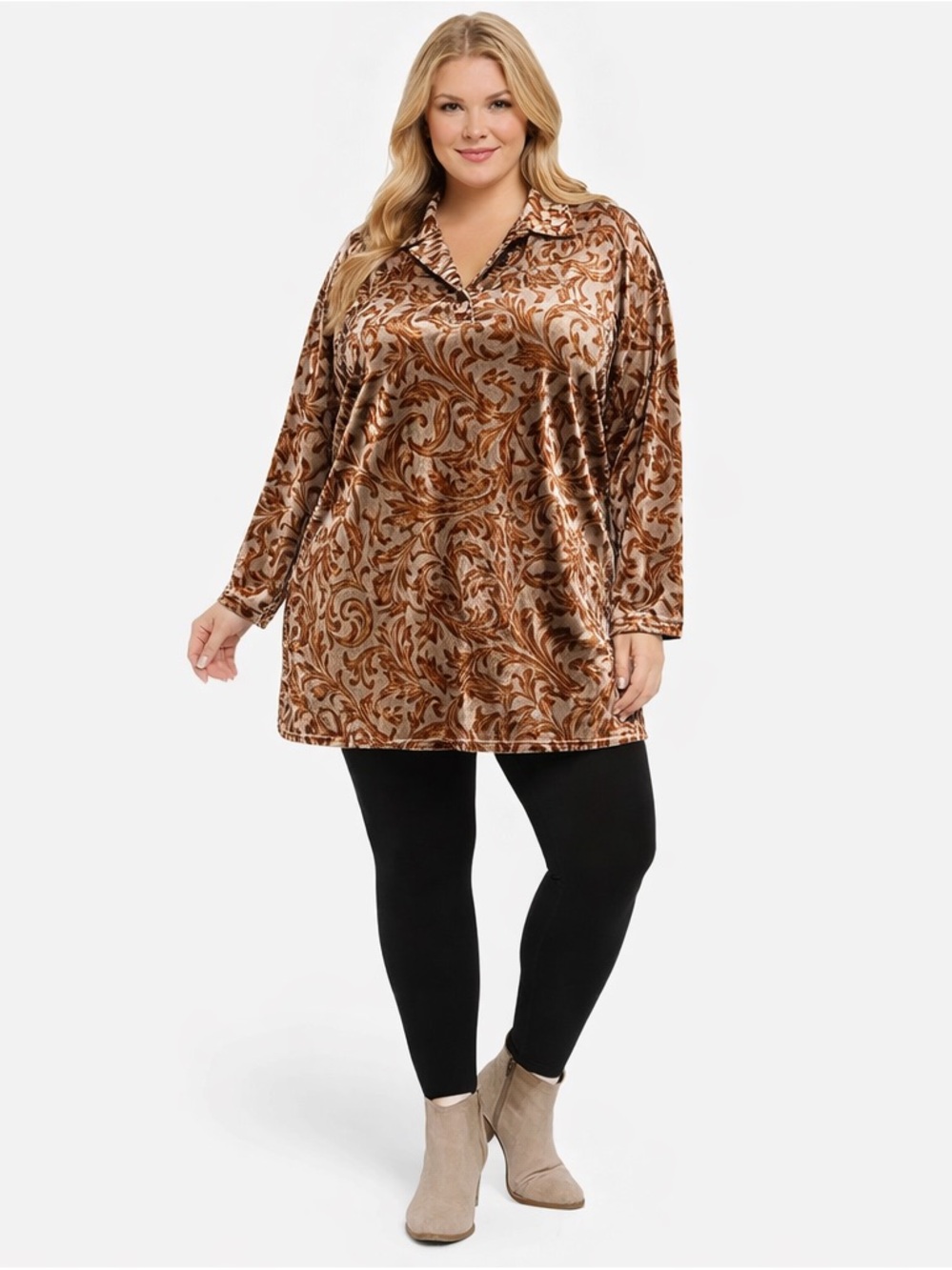 Easel 3X Velvet Floral Tunic Top Boho Mini Dress Oversized NWT